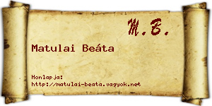 Matulai Beáta névjegykártya